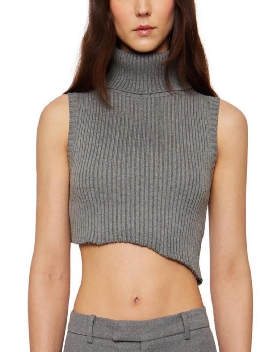 Danielle Guizio Gray Asymmetrical Top M